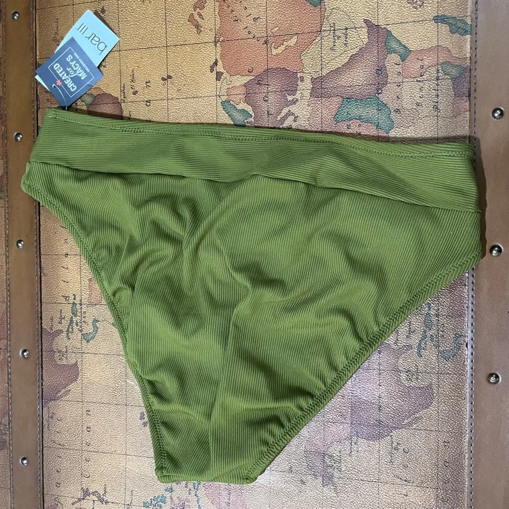 NWT Bar III Green V-Waist High Leg Women's Bikini Bottoms Swimwear Bathing Suit - Picture 4 of 7